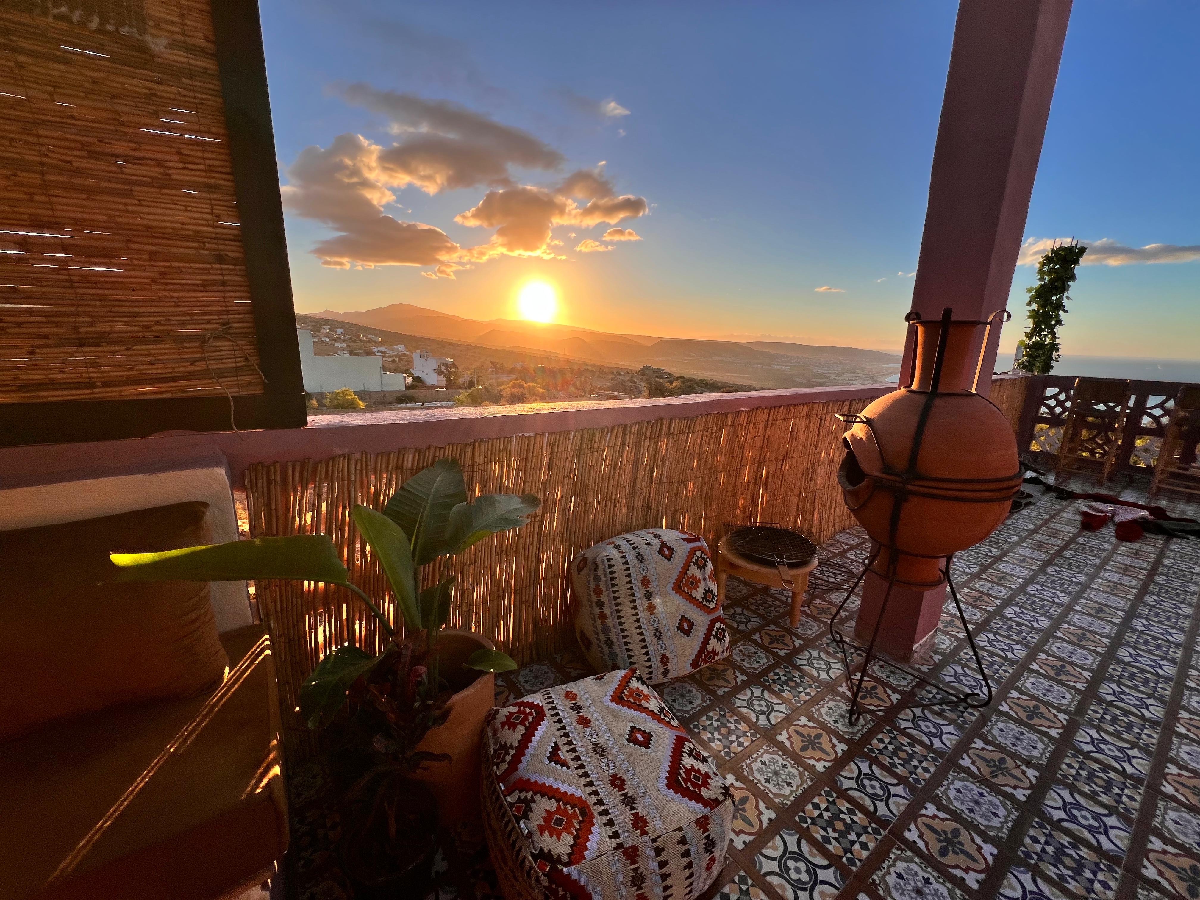 Rooftop at sunset over Taghazout
