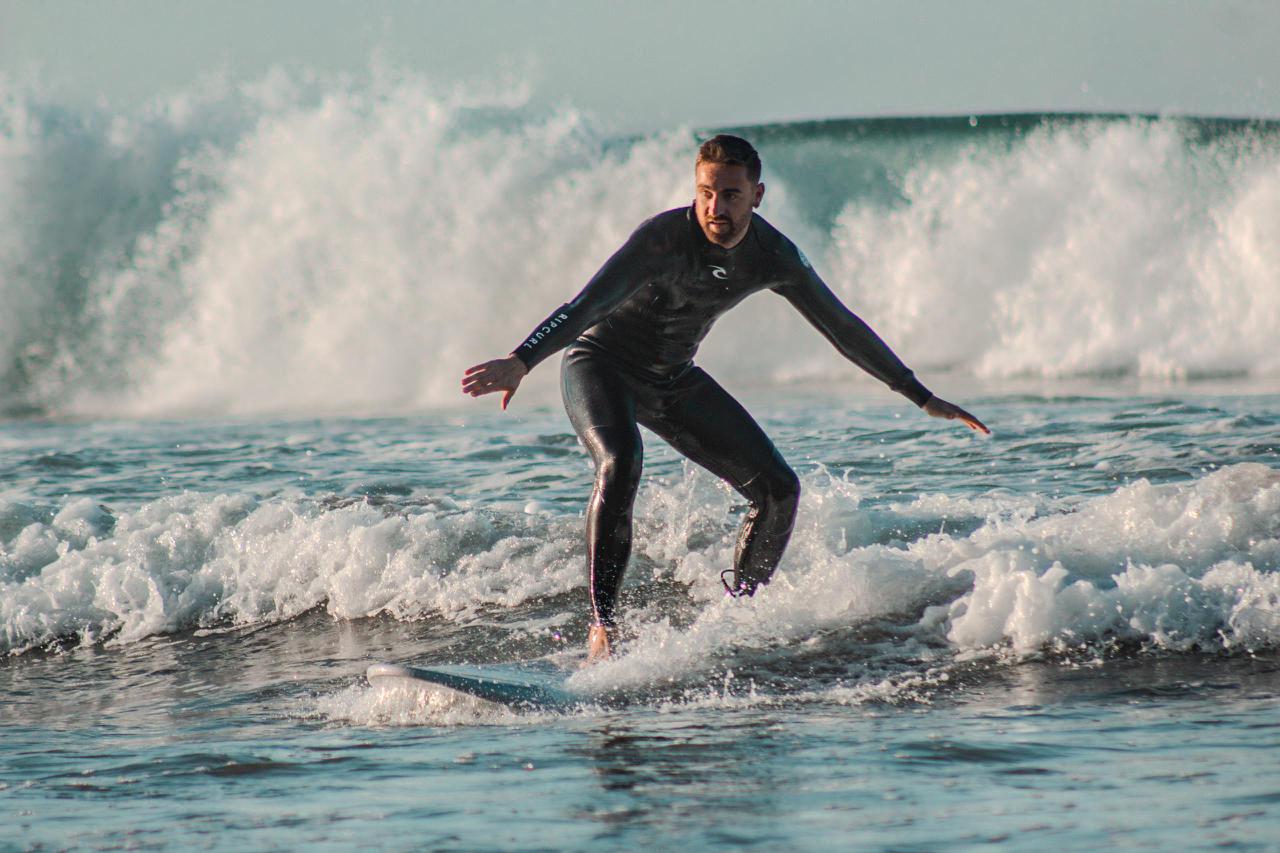 Surfer riding a Moroccan wave